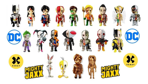 Kit 20 Bonecos Dc Comics Looney Toones Mighty Jaxx