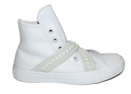 Converse Usados De Piel Gris Con Estoperoles Slip On 23 Cm (Usado)