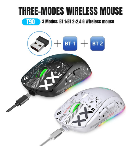 Ratón Mecánico Inalámbrico Hxsj T90 2.4 G Rgb Gaming