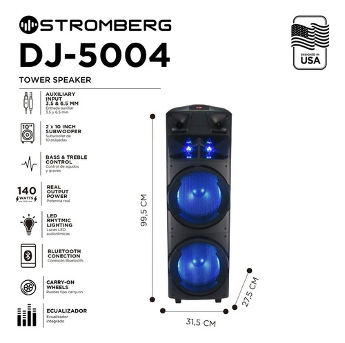 Torre De Sonido Stromberg Dj-5004 - 140 Watts - Bluetooth