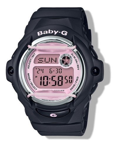 Reloj Casio Baby-g Splash Bg-169m-1 E-watch Color De La Correa Negro Color Del Fondo Rosa Pálido