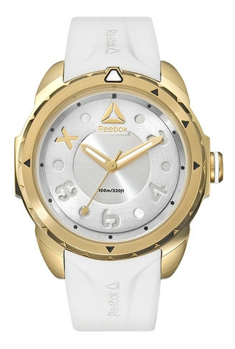 Reloj Reebok Impact Woman Rd-imp-l2-s2iw-12 Dama Color de la malla Blanco Color del bisel Dorado Color del fondo Plateado