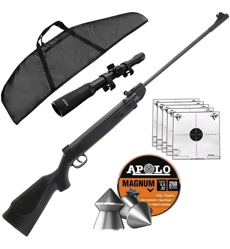 Imagen 1 de 10 de Rifle Aire Comprimido 5,5 Mm B2-4p Castor Mira 4x20 Funda