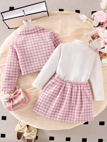Blazer, Remera Cuello Alto Y Pollera Niñas
