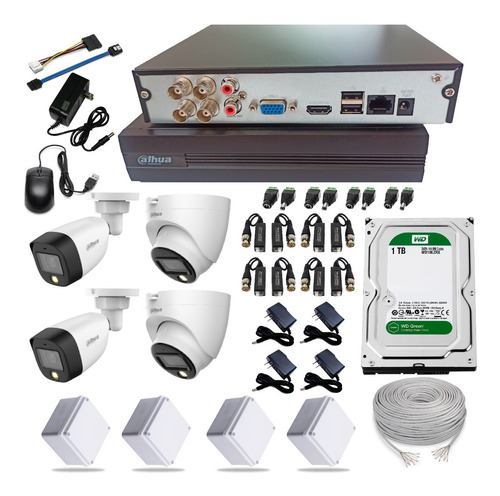 Kit Camaras Seguridad Dahua 2mp Full Color Dvr 4ch +4 Ca +d 