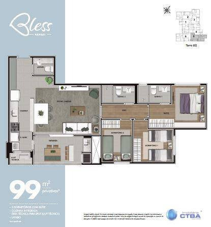 Imagem 16 de 30 de Apartamento Com 3 Quartos À Venda, 99 M² Por R$ 995.000 - Cabral - Curitiba/pr - Ap0292