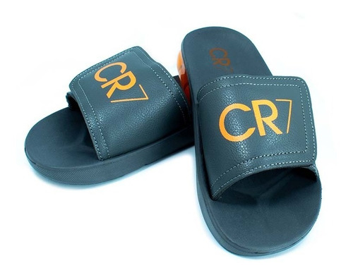 Imagen 2 de 4 de Sandalias Hombre Cr7-08 Rubber Negro Naranjo Moletto