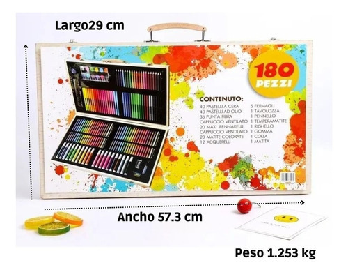 Set De Arte 180 Pcs Lapices + 2 Rollos De Dibujos Colorear