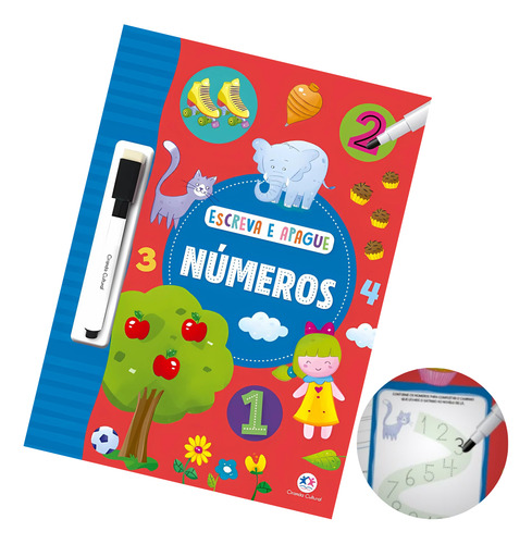 Livro Escreva E Apague - Números Com Caneta Apagador Aprendizado Infantil Caligrafia