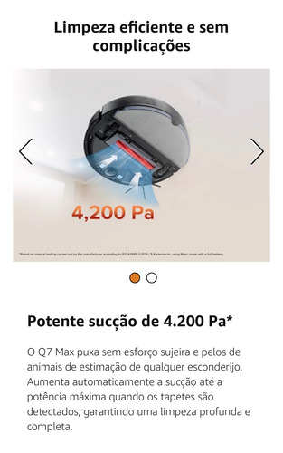 Aspirador Robô Roborock Q7 Max Q380rr 4.200 Pa, Mop Eletrô Preto