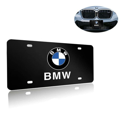 Cubierta Matrícula Resistente Metal Negro Logo Bmw