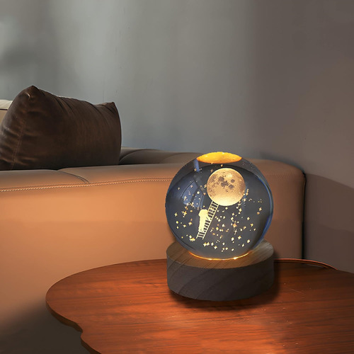 Esfera De Cristal 3d Mini Lámpara Luz Led Para Dormitorio