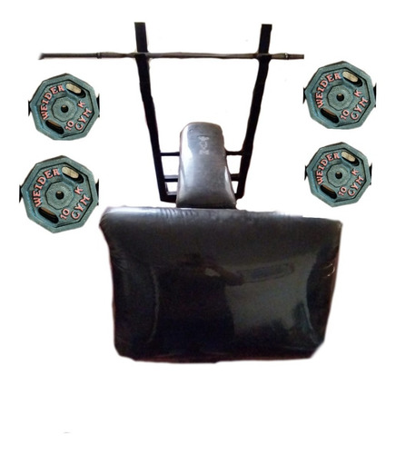 Imagen 2 de 4 de Press Banca + Predicador + 2 Niveles + Barra Recta + 40kg