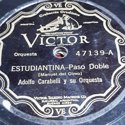 Pasta Adolfo Carabelli Y Su Orquesta Victor C353