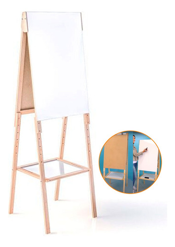 Cavalete Flip Chart 87x56cm Lousa Branca 2 Em 1 Compact Line