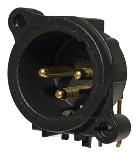 comprar Conector Xlr Plástico Macho Chasis Neutrik Nc3m 3 Polos Cano