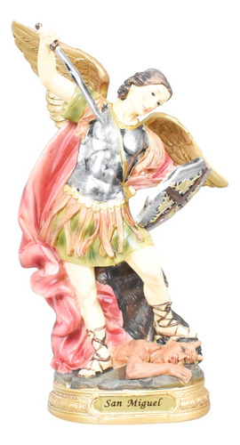 Estatua Figura San Miguel En Poliresina Decorativa 20x9 Cm