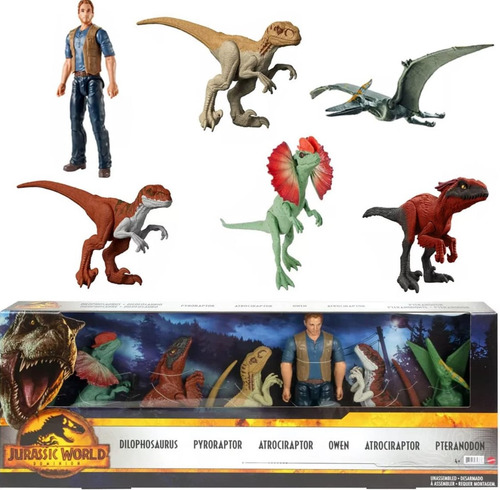 Dinossauros Jurassic World Pack 6 Unid Articulados Mattel