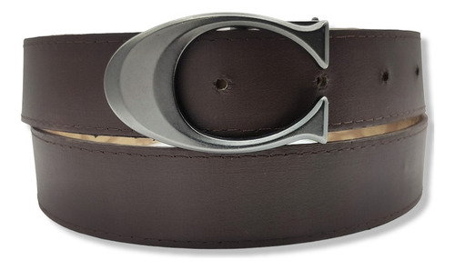 Cinturon Coach Doble Vista Reversible Hombre Mujer Unisex Color Beige Diseño De La Tela Hebilla C Talla M (115cm)