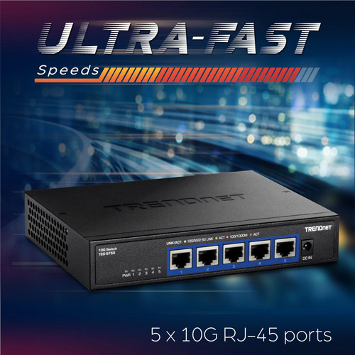 Switch Trendnet Teg-s750 De 5 Puertos 10g Rj-45 100 Gbps Neg