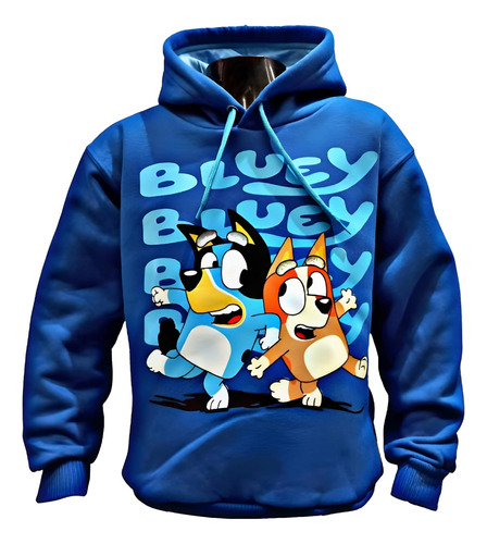 Buzo Bluey Y Bingo Doble Estampa Super Frizado Premium