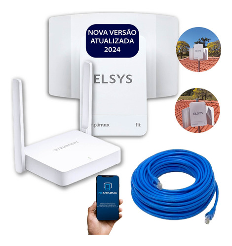 Elsys Kit Amplimax Fit Internet Rural + Roteador + Cabo
