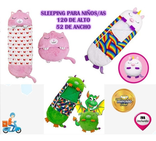 Imagen 1 de 9 de Sleeping Para Niños Tipo Peluche Almohada 132cm 52cm Inc Iva