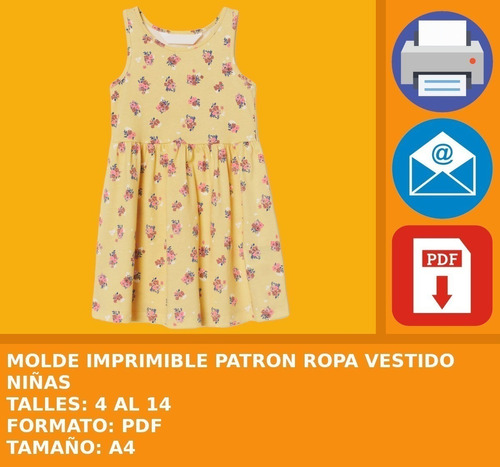 Molde Imprimible Patron Ropa Vestido Niñas Promo 2x1