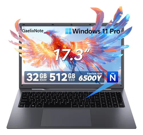 Qaelixnote 17.3 Laptop Intel Pentium Gold 6500y 32gb+512gb