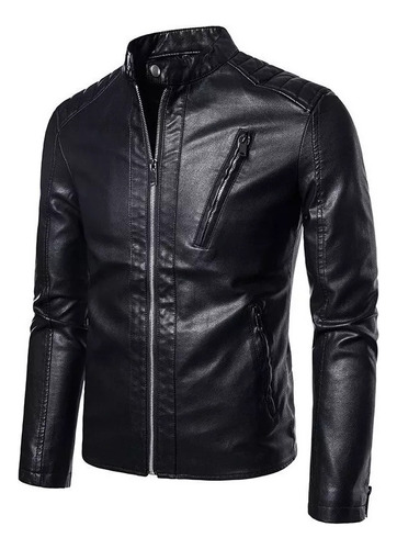 Chaqueta De Cuero Retro Para Hombre Con Terciopelo