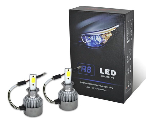 Kitlampada Led Encaixe H3 50w 6000k 6000 Lumen 12v R8