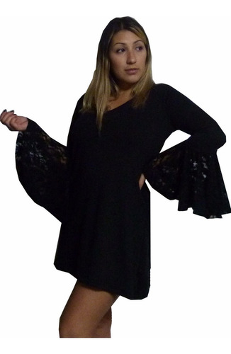 Vestido Manga Plato Encaje.-talles Grandes.lorna