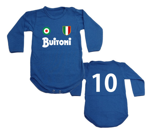 Body Bebe Azul Algodon Napoli Campeon Retro Camiseta 10