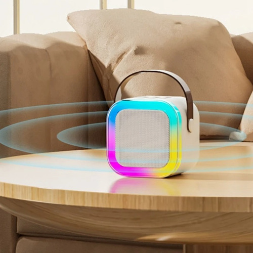 Mini karaokê Bluetooth portátil, microfone com alto-falante para bege interno e externo