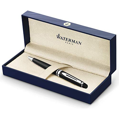 Bolgrafo Lacado Negro Waterman Expert Con Oro,bolgrafo