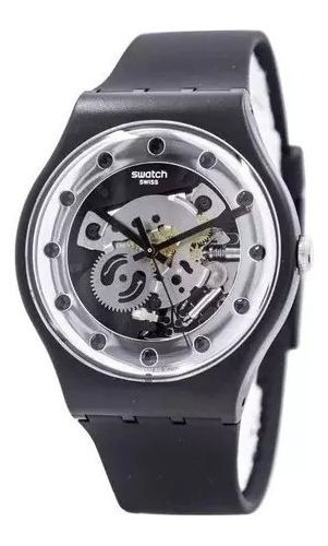 Reloj Swatch Suoz147 Unisex Negro Con Maquinaria Visible