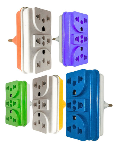 Kit Com 05 Adaptadores De Tomada Benjamim 10a 20a 3 Entradas 110v/220v