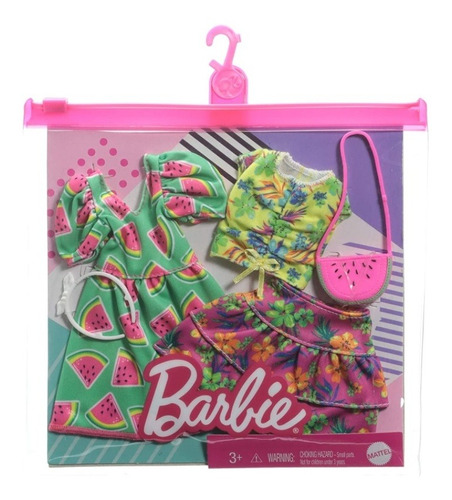 Imagem 2 de 2 de Roupa Barbie Vestido Melancia Conjunto Floral Mattel Ms