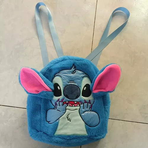 Mochila Stitch Azul Peluche Pequeña Acolchada 3d Disney Azul Afelpado
