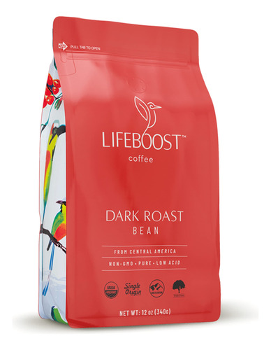 Lifeboost Cafe De Grano Entero Tostado Oscuro  Cafe Organic