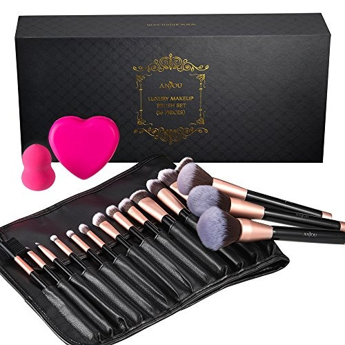 Set Regalo Cepillo Maquillaje , Anjeo 16pcs Cepillos Cosmét