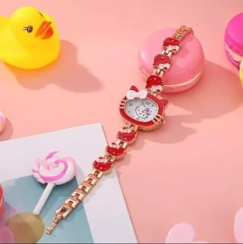 Hello Kitty Relojes Niña Analógico Electrónico Reloj De Cuarzo Kawaii Kt  Gato Pulsera Mujer Moda Lindo Regalos