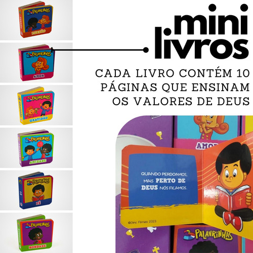 Box 6 Mini Livros Infantil Religiosos 3 Palavrinhas Deus É Amor