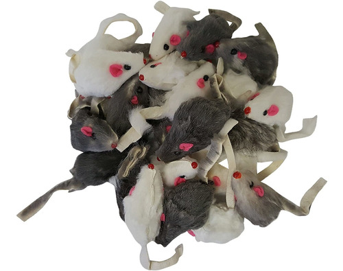 Real Rabbit Fur Mice Cat Toys 24-pack