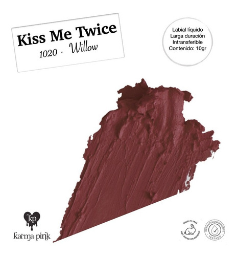 Imagen 2 de 10 de Labial Líquido Mate Larga Duración Kiss Me Twice Karma Pink