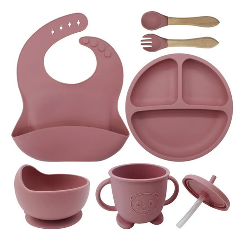Set, Kit De Alimentación Para Bebes - Aprendiendo A Comer Rosa Claro