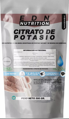 Citrato De Potasio 500gr Puro 