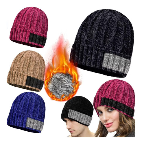 Gorro Lana Doble Peluche Unisex Frio Invierno Abrigado Ofert