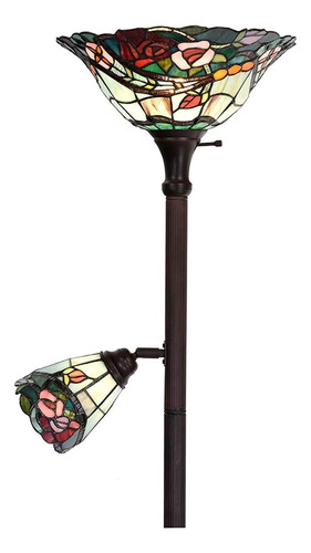 Lámpara De Pie Tipo Antorcha De Cristal Estilo Tiffany