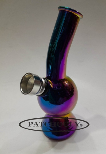 Imagen 5 de 5 de Bong Pipa Agua Tornasolado Mini 12 Cm Metal Vidrio Lavable